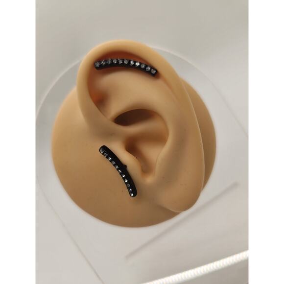BLK Metal Rhinestone Curve Helix EAR Jewelry for One NWB - Picture 5 of 5